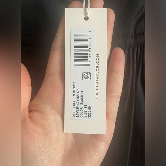 Rebecca Taylor Puff Sleeve Black Blouse. New With Tags. - Picture 10 of 12